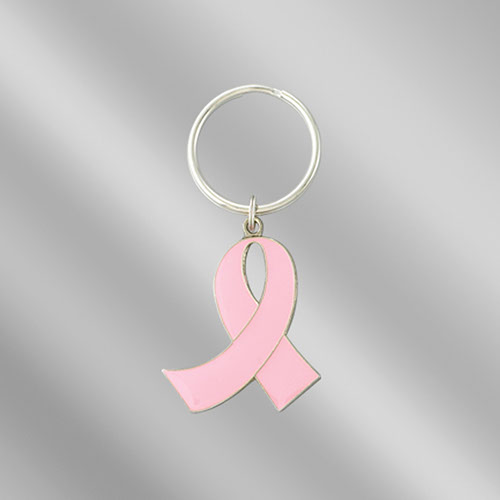 Cancer Awareness Key Chain Fob, Wristlet, Pink Ribbon Glitter