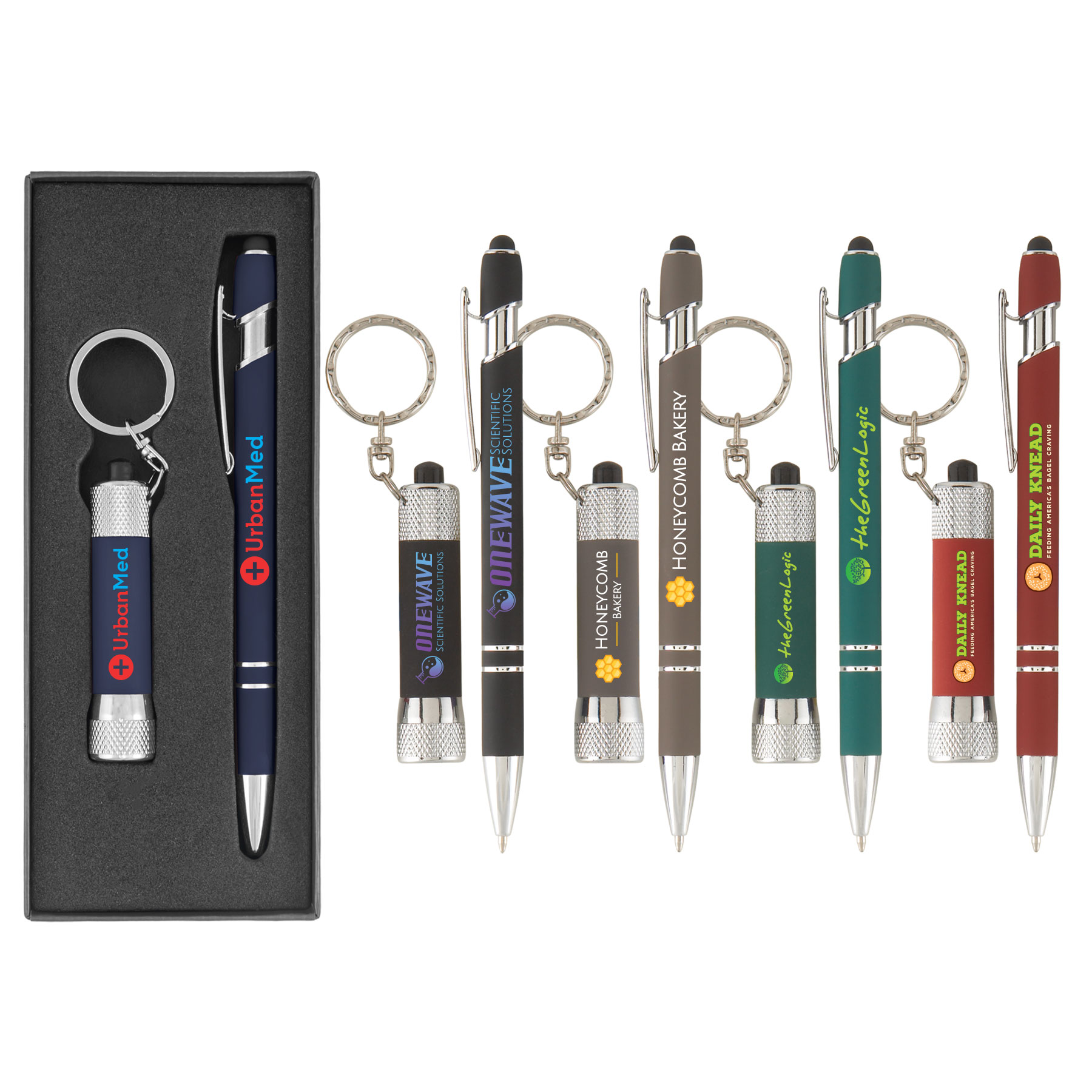 Executive Soft Touch Key Light and Pen Gift Set (Full Color Design)