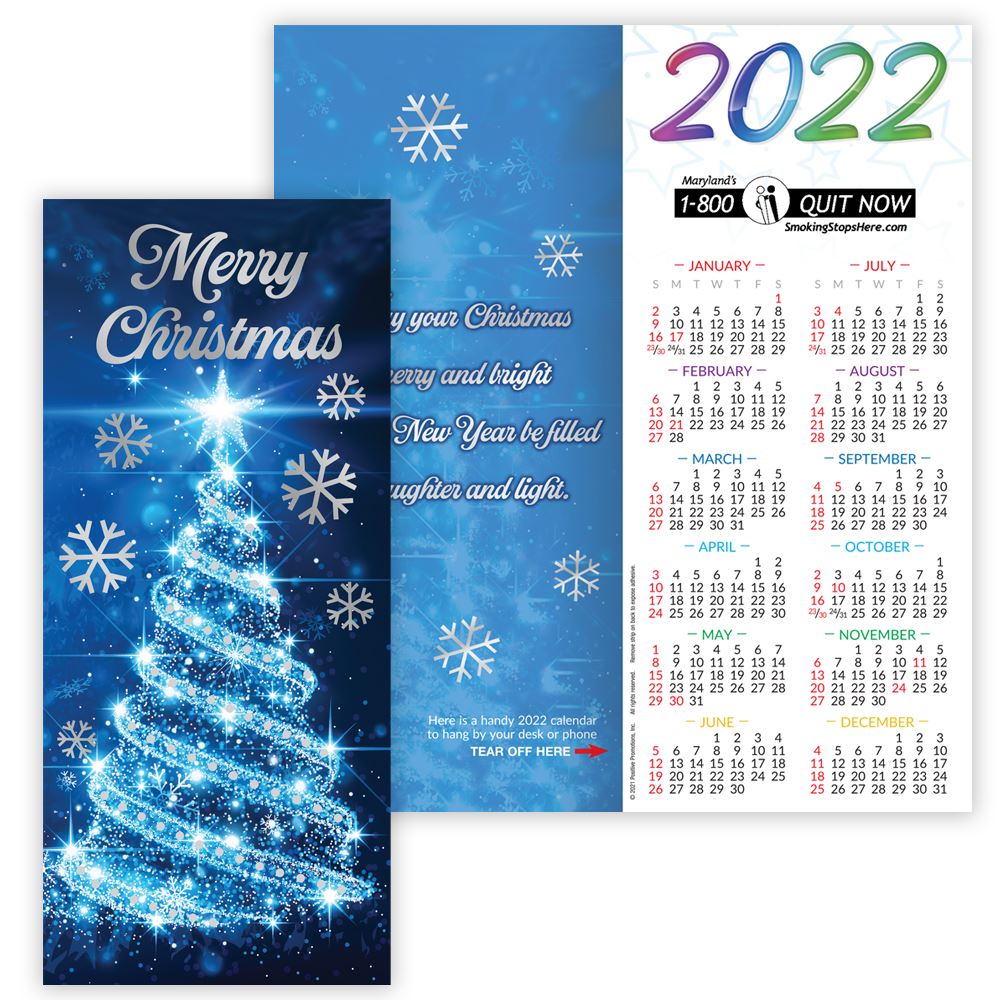 Merry Christmas 2021 Gold FoilStamped Holiday Greeting Card Calendar